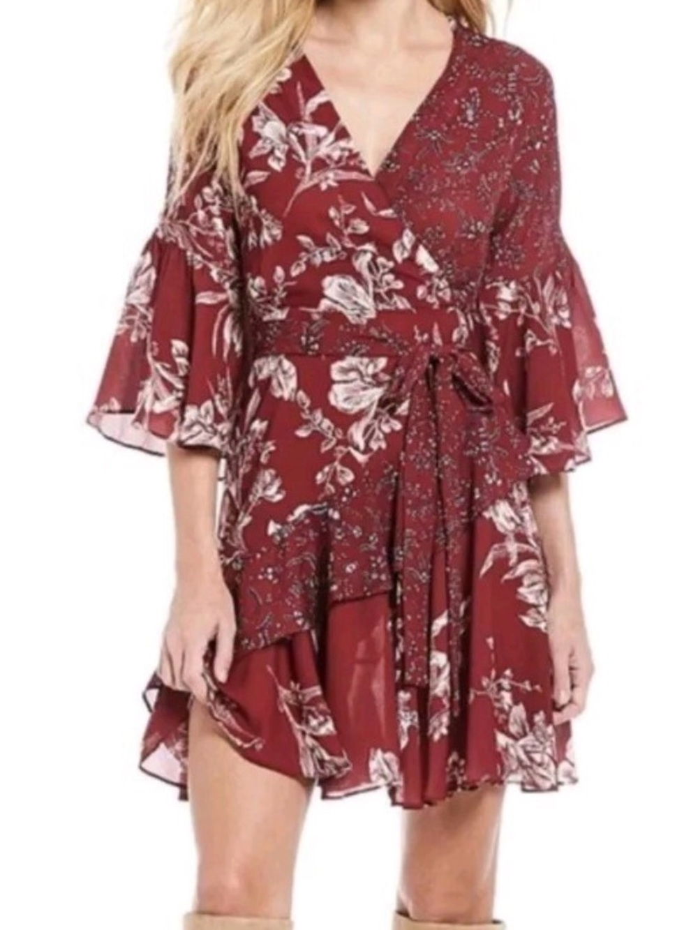 French Connection Ellette Crepe Faux Wrap Dress